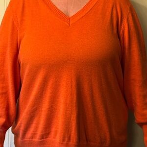 Lane Bryant Vibrant Orange V-Neck Sweater. Super soft and extremely comfortable